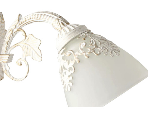 Lumină de perete cu abajur de sticlă și ornamente decorative