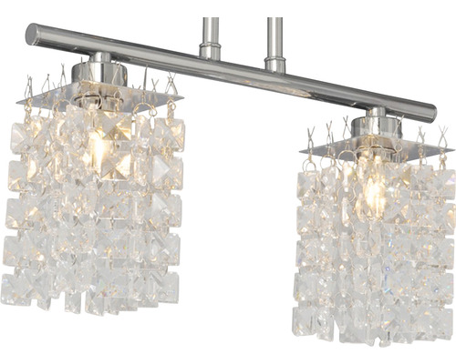 Lumină de plafon cu două lămpi cu pandantive de cristal