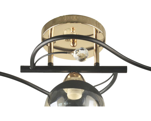 Lumină de plafon cu elemente metalice și globuri de sticlă