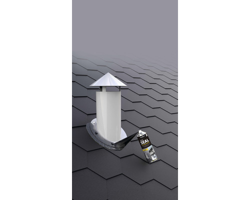 Acoperiș cu coș de fum și spray de etanșare