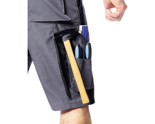 Pantaloni scurți de lucru gri cu unelte în buzunar