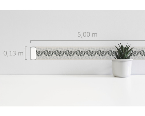 Autocolant de perete cu model valurit, lungime 5,00 m și lățime 0,13 m