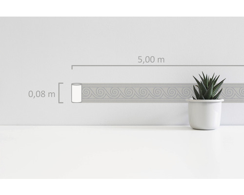 Bordură decorativă cu model meandru, lungime de 5,00 metri și lățime de 0,08 metri.