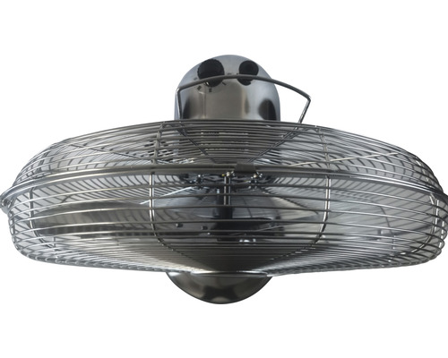 Ventilator de tavan cu carcasă metalică și grilaj de protecție.