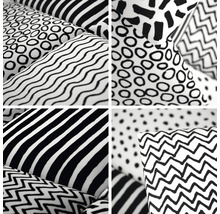 Panou decorativ tapițat Print alb/negru 30x30 cm, set 4 buc.