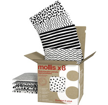Panou decorativ tapițat Print alb/negru 30x30 cm, set 4 buc.