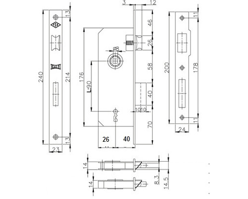 Desen tehnic al unei broaște îngropate cu dimensiuni