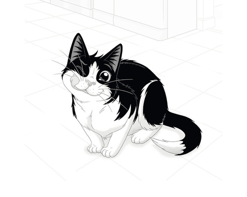 Ilustrație cu o pisică șezând