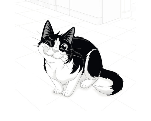Ilustrație cu o pisică așezată
