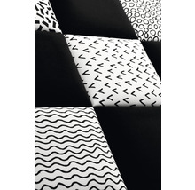 Panou decorativ tapițat Print alb/negru 30x30 cm, set 4 buc.