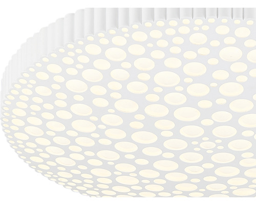 Plafonieră albă cu design rotund și model perforat.