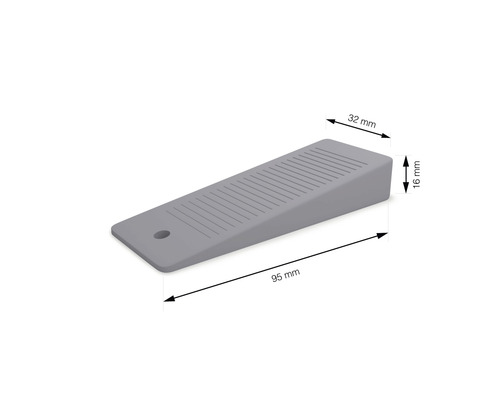 Opriitor de ușă gri cu dimensiunile 95 mm x 32 mm x 16 mm