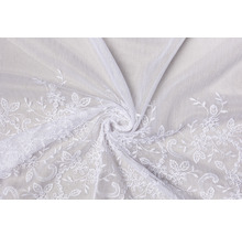 Material cortină alb cu broderie florală