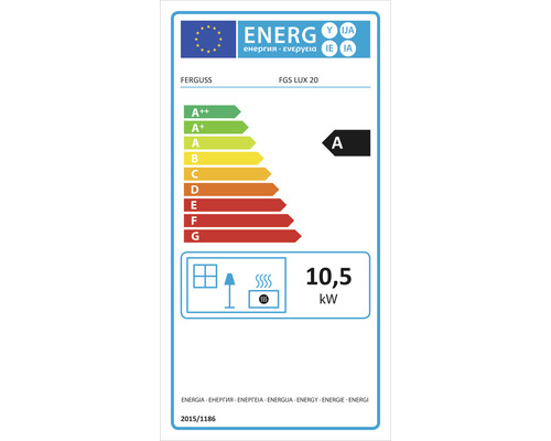 Etichetă energetică pentru Fergus FGS LUX 20 cu clasa de eficiență energetică A și 10,5 kilowați