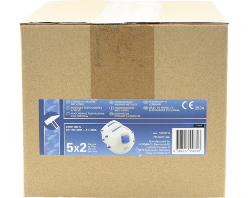 Pachet cu 10 măști de protecție respiratorie FFP2 NR D cu supapă conform EN 149: 2001 + A1: 2009