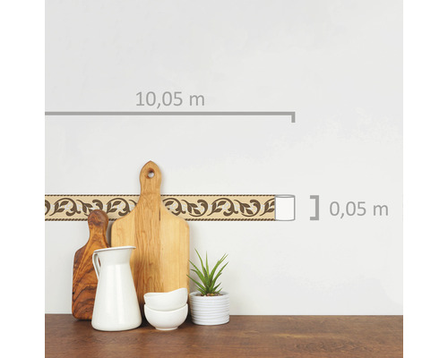 Bordură cu model de frunze, lungime rolă 10,05 metri, lățime rolă 0,05 metri