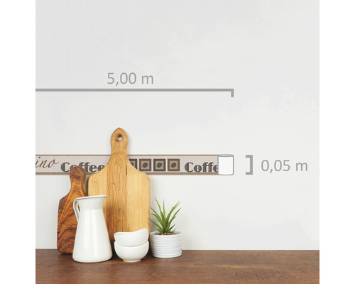 Bordură cu motiv de cafea, lungime 5 metri, lățime 0,05 metri
