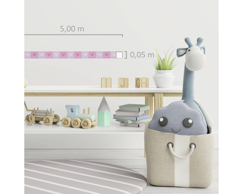 Bordură cu model inimioare în camera copiilor, lungime 5,00 m și lățime 0,05 m