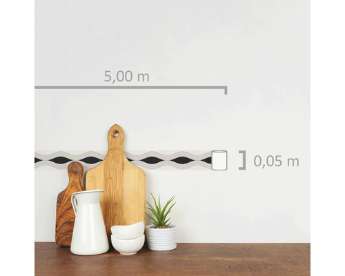 Bordură de perete cu model grafic, lungime rolă 5,00 metri, lățime rolă 0,05 metri