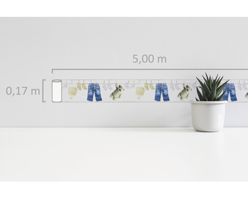 Bordură cu motiv cu haine și dimensiunile de 0,17 metri pe 5,00 metri