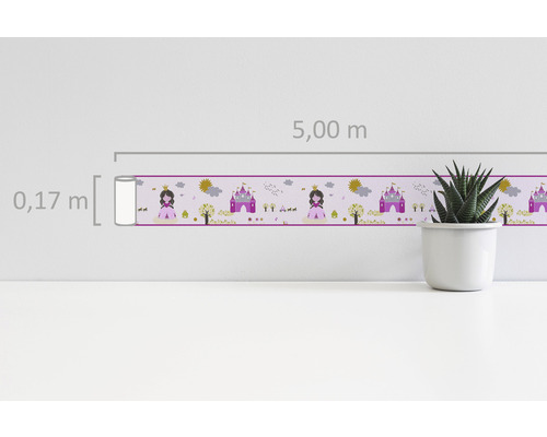 Bordură cu prințese și castele, lungime de 5 metri și lățime de 0,17 metri