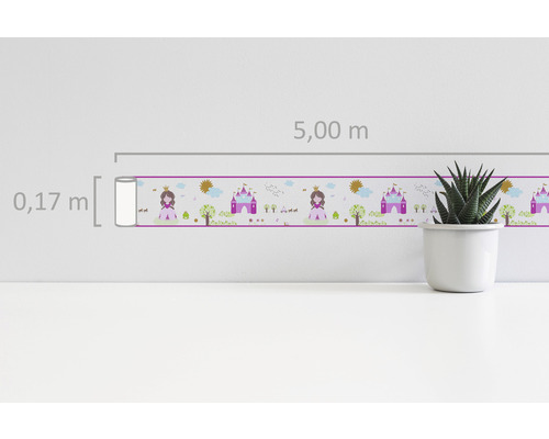 Bordură decorativă cu motiv de prințese, lungime 5 metri, înălțime 0,17 metri