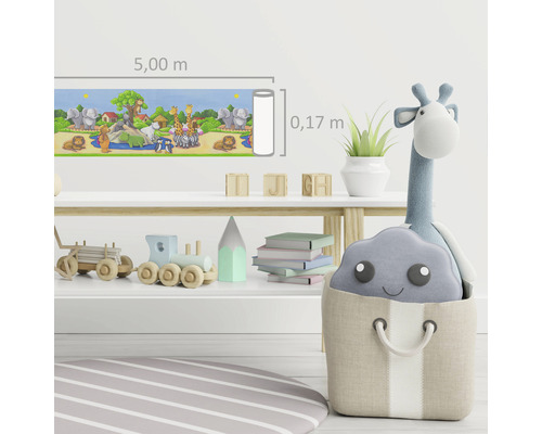 Cameră de copii cu bordură cu motive de animale, lungime 5 metri și înălțime 0,17 metri