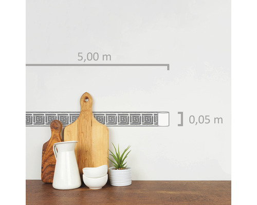 Bordură autoadezivă cu model meandru, lungime 5,00 metri și lățime 0,05 metri