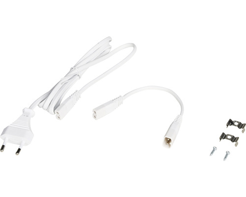 Cablu de conectare cu mufă euro, cablu de conectare și două cleme de fixare cu șuruburi