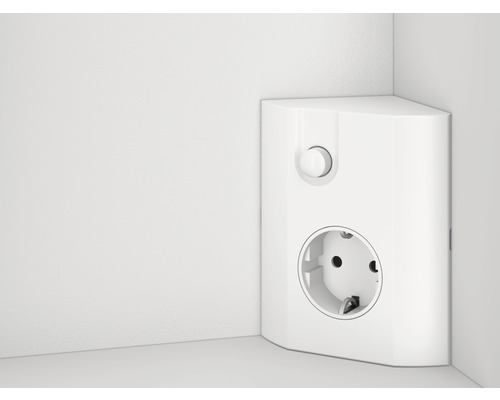 Priză de colț albă cu funcție de dimmer