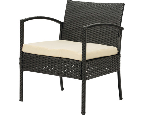 Scaun de grădină din ratan cu pernă de șezut