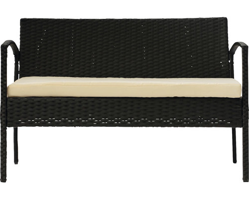 Bancă de grădină din poliratan cu pernă de șezut