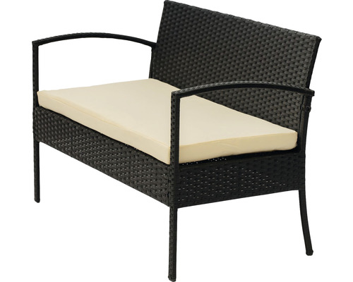 Bancă de grădină din ratan cu pernă de șezut
