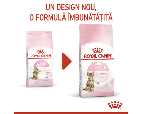 Hrană pentru pisici Royal Canin pentru pisoi sterilizați, design nou