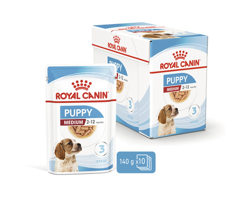 Hrană pentru căței Royal Canin Puppy Medium, 140 grame de 10 pachete