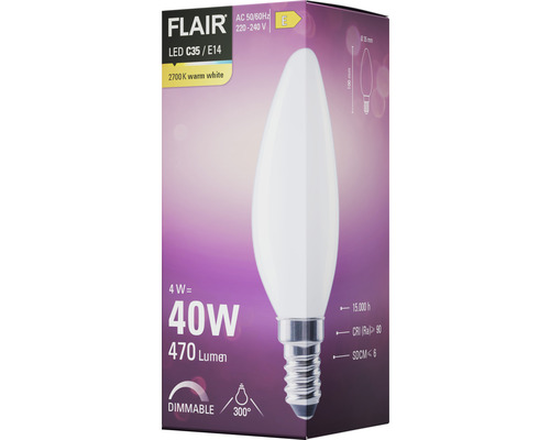 Ambalaj pentru un bec LED Flair C35 E14, reglabil