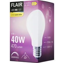 Bec LED variabil Flair E27 4W 470 lumeni, glob mat A60, lumină caldă