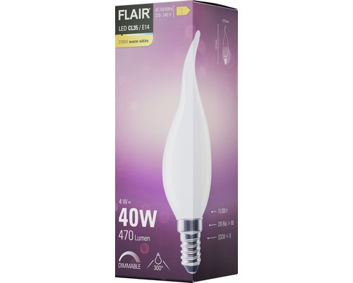 Bec LED FLAIR CL35/E14, 4 wați, 470 lumeni