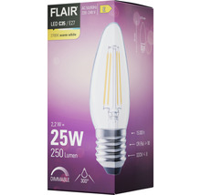 Bec LED variabil Flair E27 2,2W 250 lumeni, glob clar lumânare, lumină caldă
