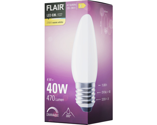 Bec LED Flair C35 E27 alb cald, reglabil
