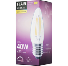 Bec LED variabil Flair E27 4W 470 lumeni, glob clar lumânare, lumină caldă