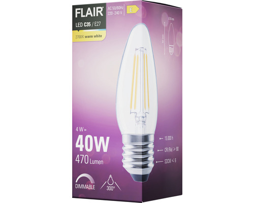 Bec LED FLAIR C35 E27 4 W, ambalaj produs