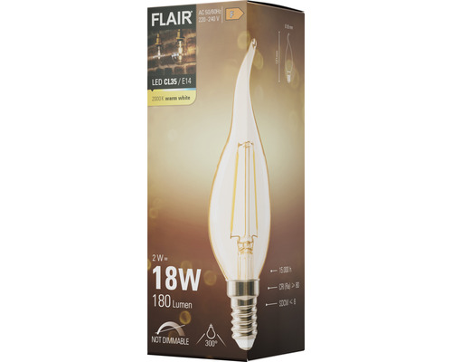 Bec LED FLAIR CL35 E14, 2000K alb cald, ne-reglabil