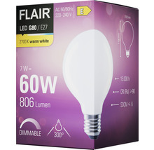 Bec LED variabil Flair E27 7W 806 lumeni, glob mat G80, lumină caldă