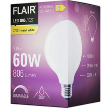 Bec LED variabil Flair E27 7W 806 lumeni, glob mat G95, lumină caldă
