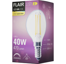 Bec LED variabil Flair E14 4W 470 lumeni, glob clar G45, lumină caldă