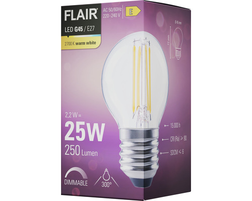 Bec LED Flair G45 E27 în ambalaj