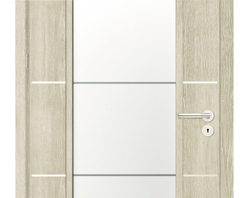 Ușă de interior cu structură din lemn și inserție de sticlă