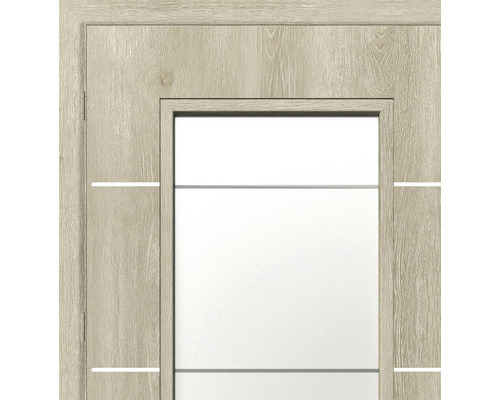 Imagine detaliată a unei uși de interior cu inserție de sticlă