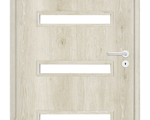 Ușă de interior cu trei decupaje de lumină și feronerie